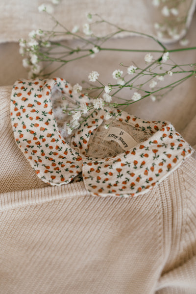 A Tiny Story overslag vestje new born Snow met broekje en longsleeve snow flower verkrijgbaar in maat 50,56,62,68,74  