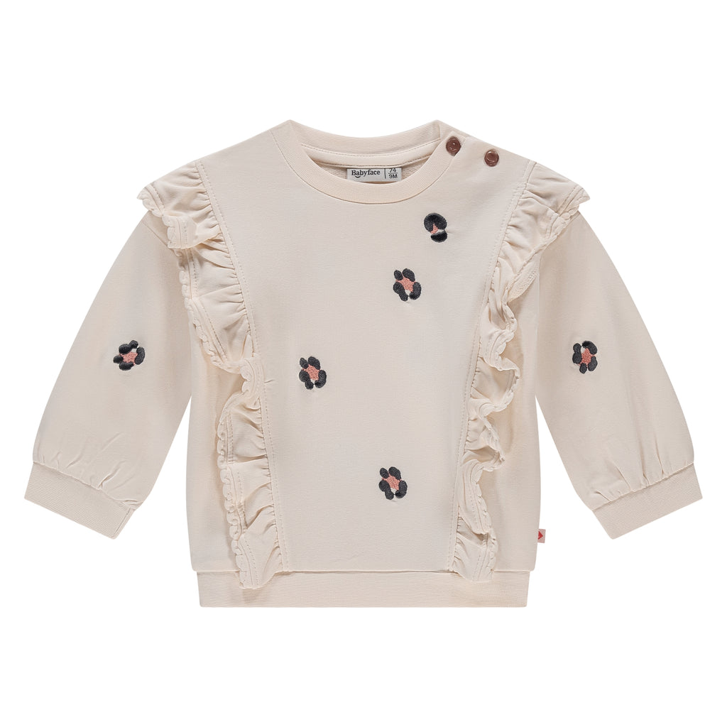 Babyface Baby girls sweatshirt Creme Panter  in maat 62,68,74,80,86,92
