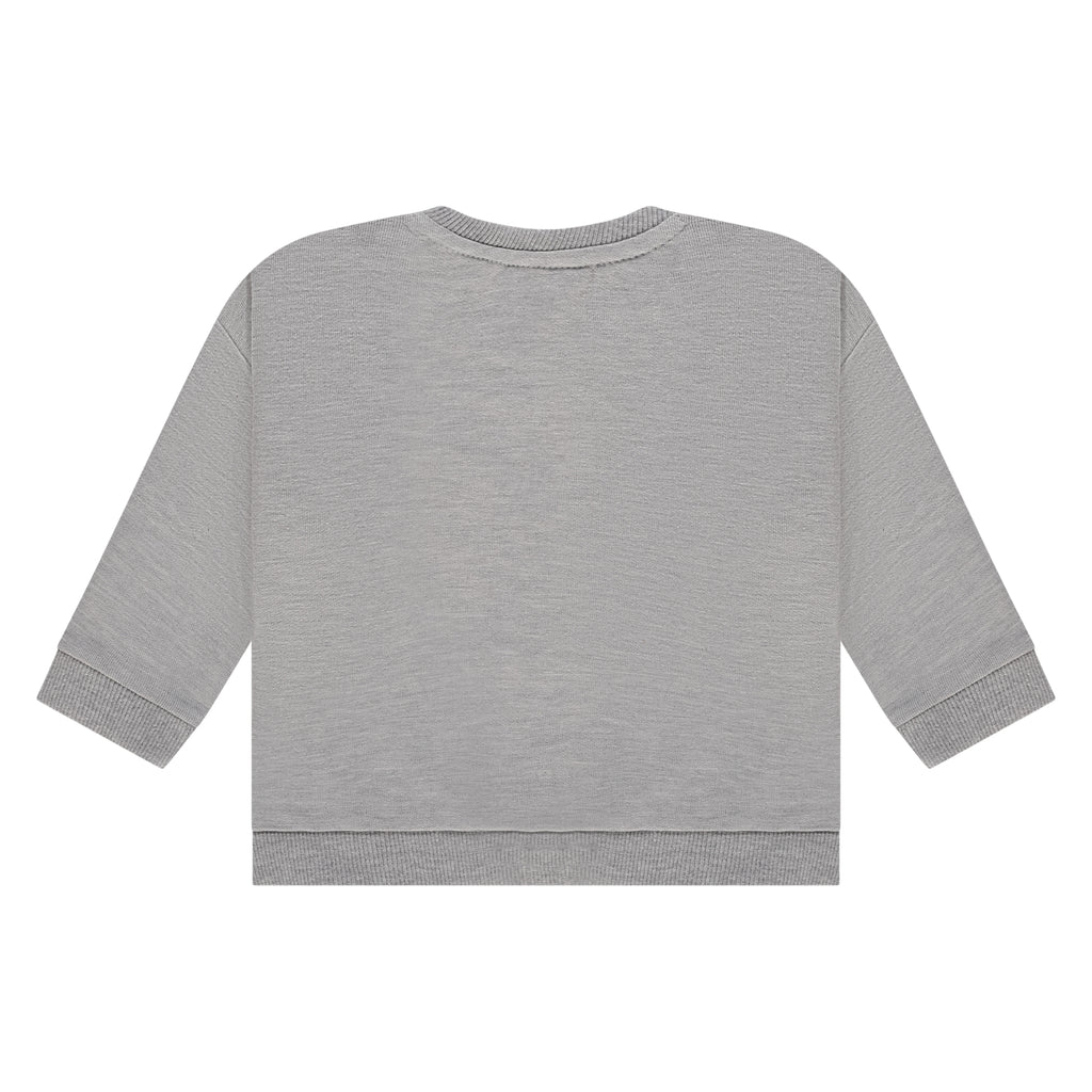 Babyface Boys Sweatshirt Light Grey Met een Basketball Print op de voorkant. Verkrijgbaar in maat 62,68,74,80,86