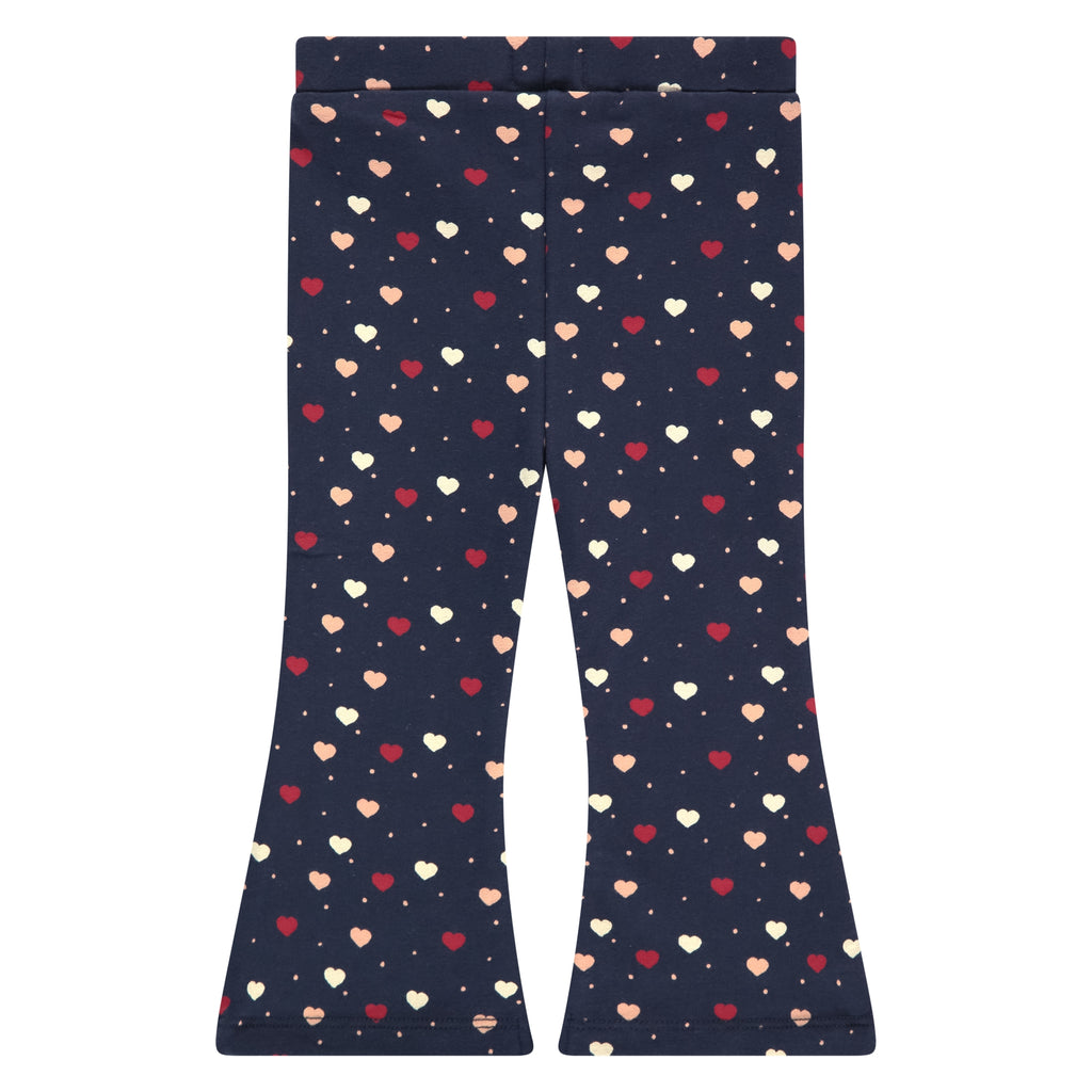 Babyface Girls Flared Legging Blauw Hartjes in maat 62,68,74,80,86