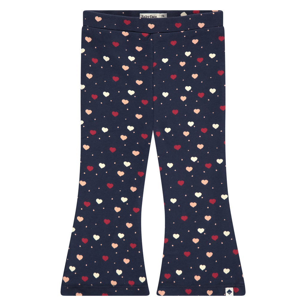 Babyface Girls Flared Legging Blauw Hartjes in maat 62,68,74,80,86