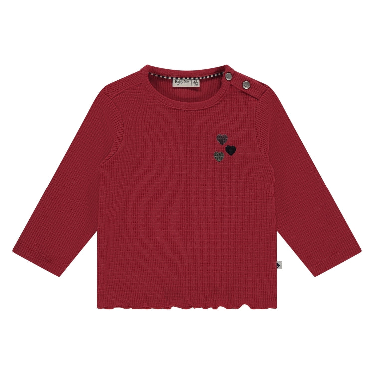 Babyface Girls Longsleeve Rood Hartjes in maat 62,68,74,80,86