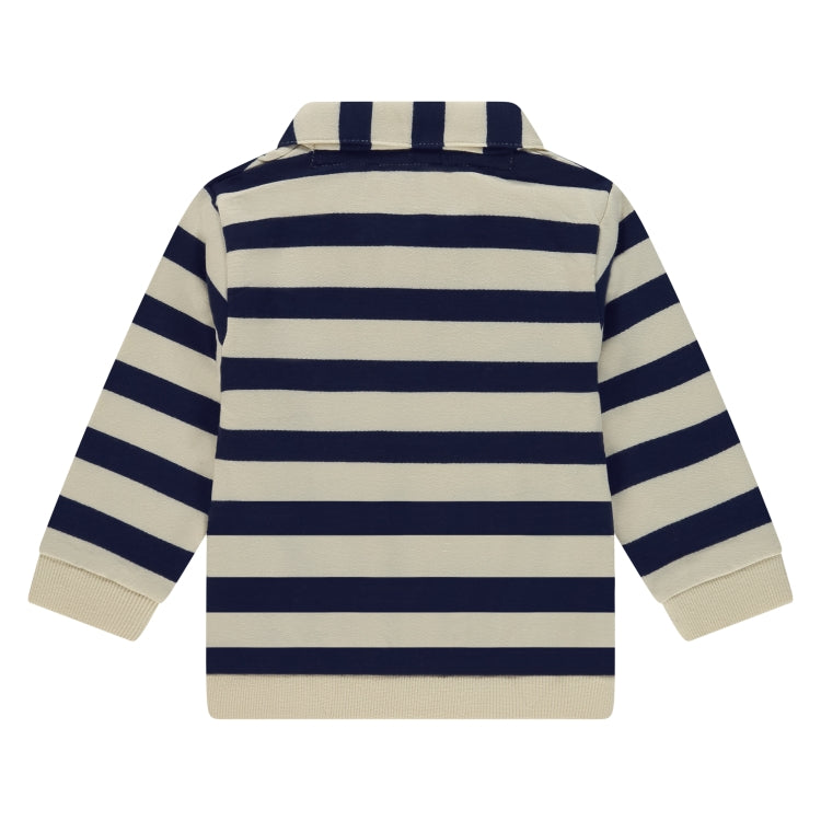 Babyface baby sweatshirt blauw stripe in wintersport thema. In maat 62,68,74,80,86,92.