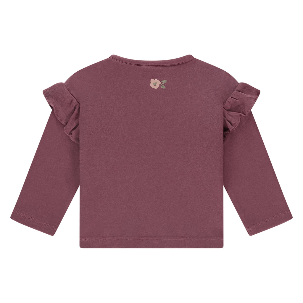 Babyface girls t-shirt long sleeve burgundy Flower in maat 62,68,74,80,86