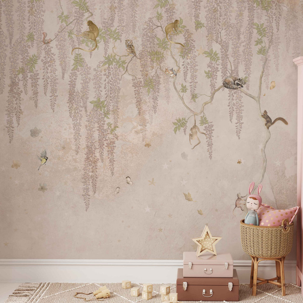 Fleur des Fleurs Behang Forest Kiss Rose in vlies en vinyl.