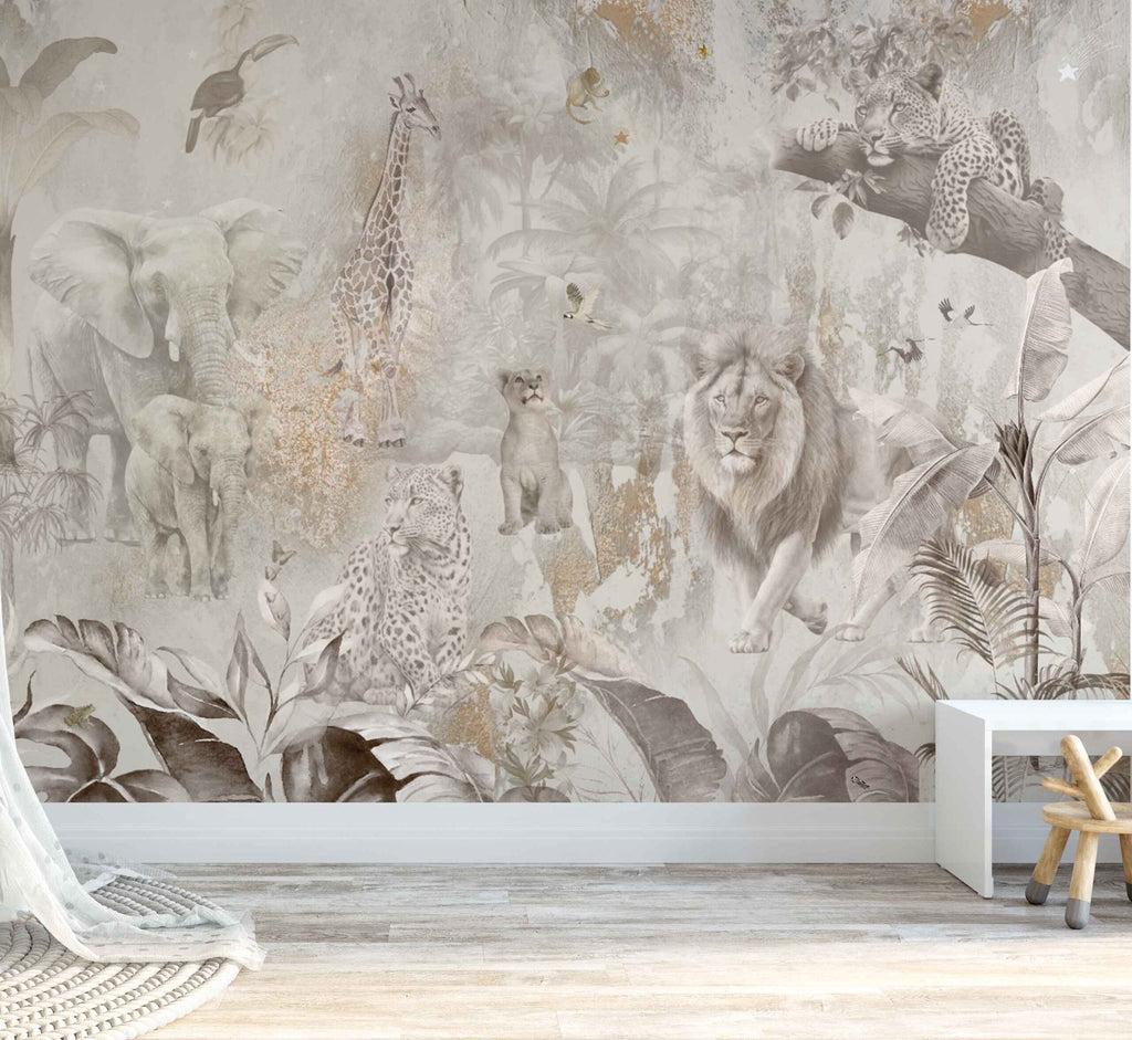 Fleur des Fleurs Behang Jungle Paradise Copper gold naturel vlies en vinyl.