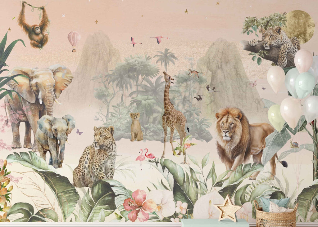 Fleur des Fleurs Behang Jungle Paradise soft & gold in vlies en vinyl.