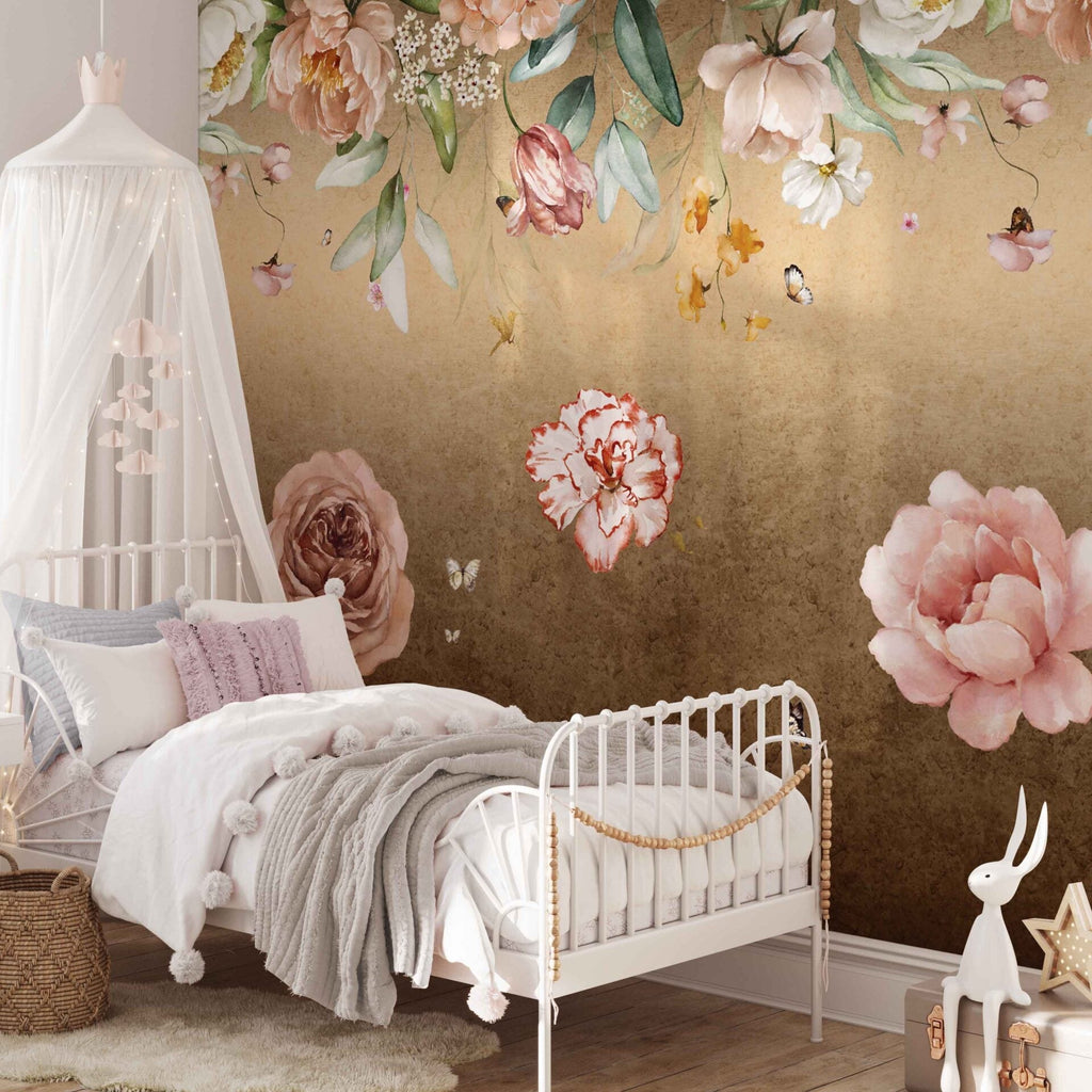 Fleur des Fleurs Behang Petite Fleurs silver gold in vlies en vinyl.