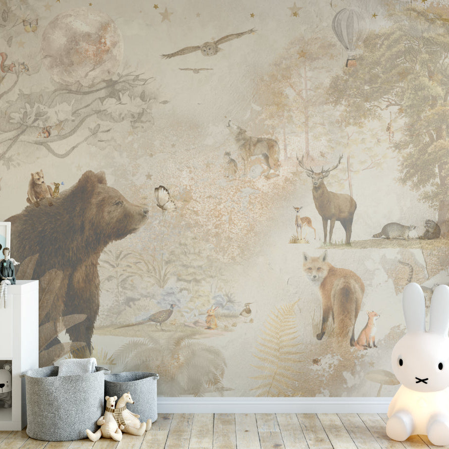 Fleur des Fleurs Behang Wonderful Woodland in vinyl en vlies.