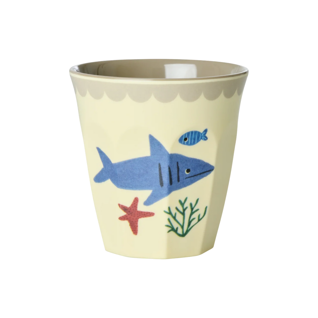 Rice Beker Set van 6 bekers. Voor kinderen. Gemaakt van melamine. Small  - 160 ml. Print Sealife verkrijgbaar in blauw en roze