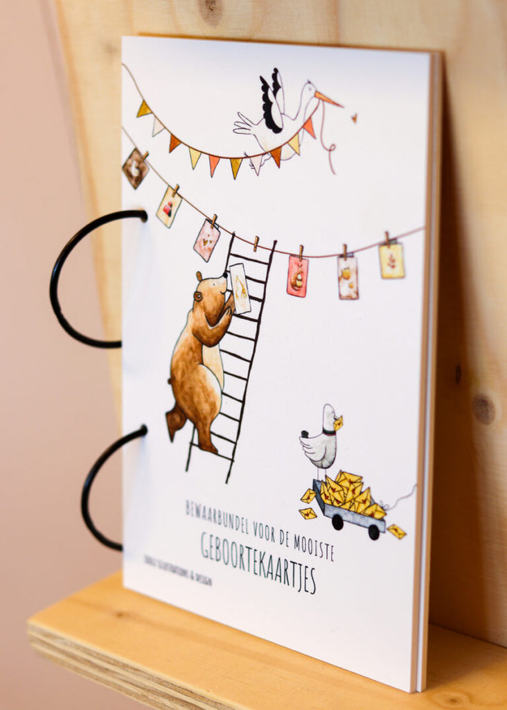 Bewaarbundel geboortekaartjes beer in twee verschillende varianten