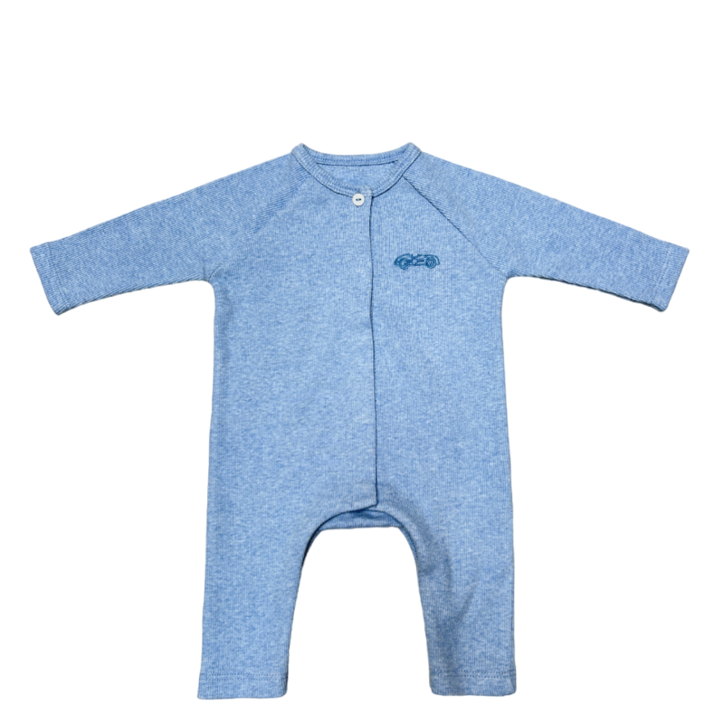 Een denim blauw boxpakje