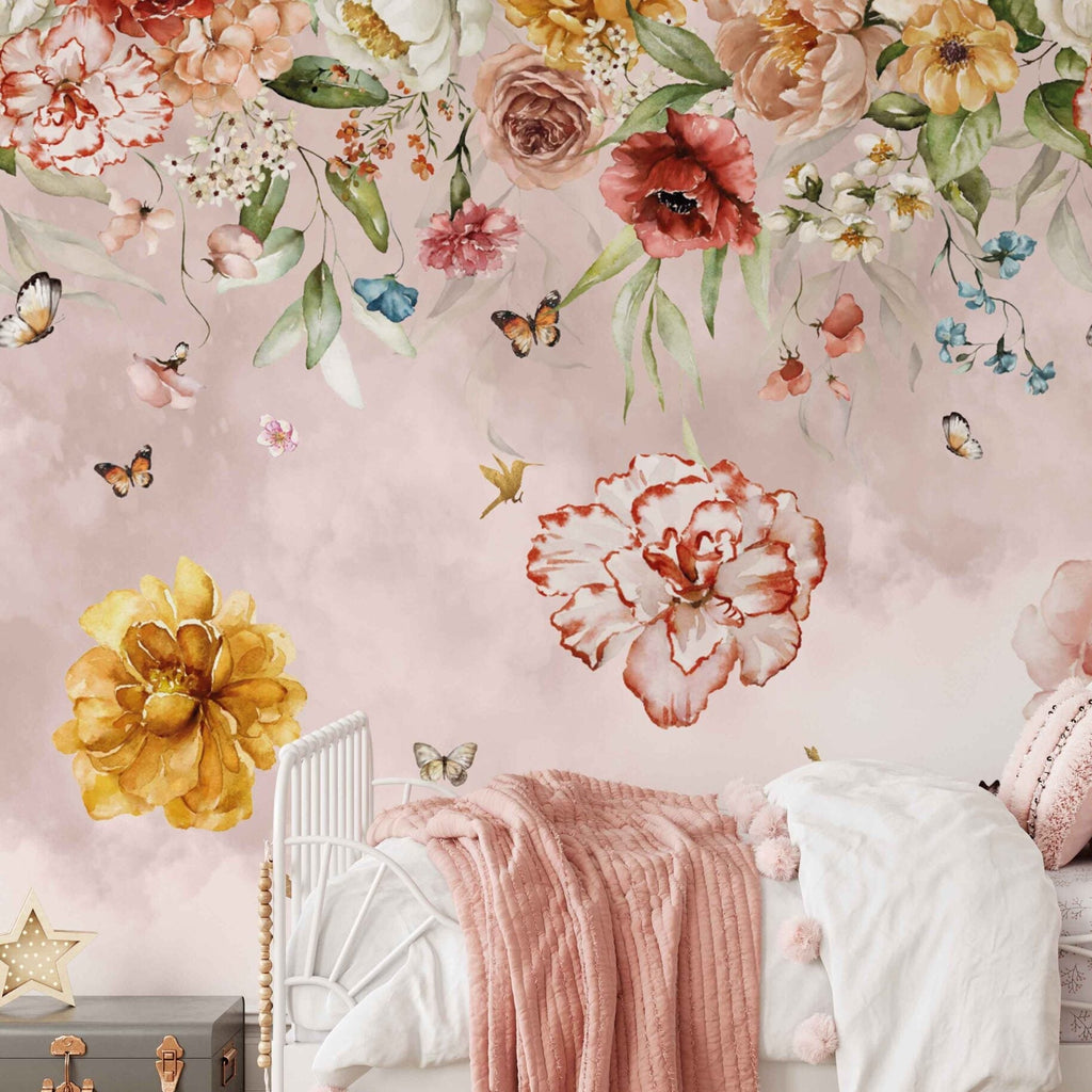 Fleur des Fleur Behang Petite Fleurs Silver Rose in vlies en vinyl.