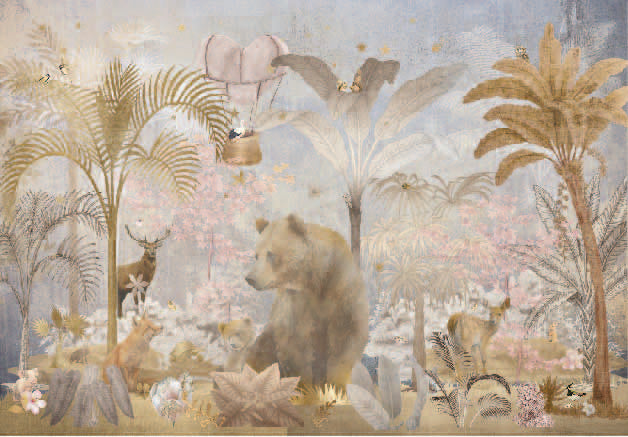 Fleur des Fleur behang forest love pink in vlies en vinyl.