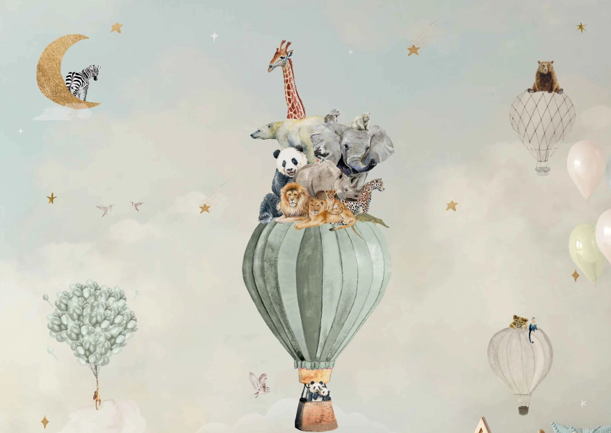 Fleur des Fleurs - Behang - Dreamy Sky Green (Background) in vlies en vinly