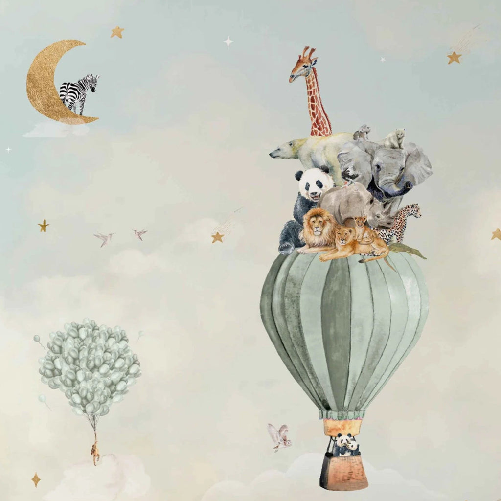 Fleur des Fleurs - Behang - Dreamy Sky Green (Background) in vlies en vinly