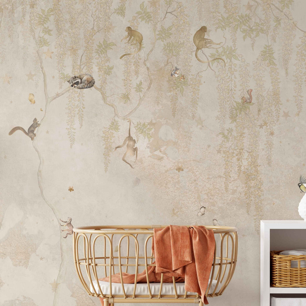 Fleur des Fleurs Behang - Forest Kiss Natural in vlies en vinyl.