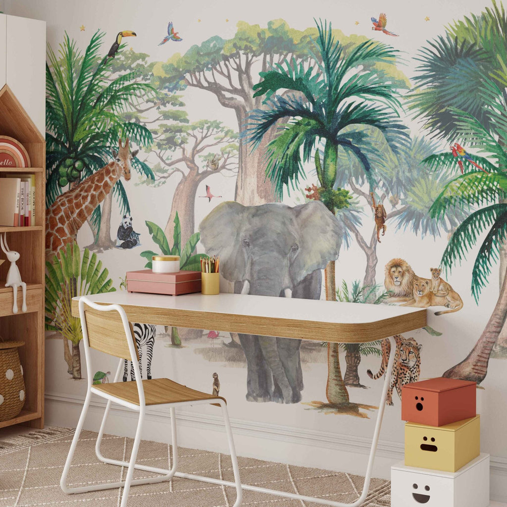 Fleur des Fleurs Behang - Jungle Parade Color in vlies en vinyl.