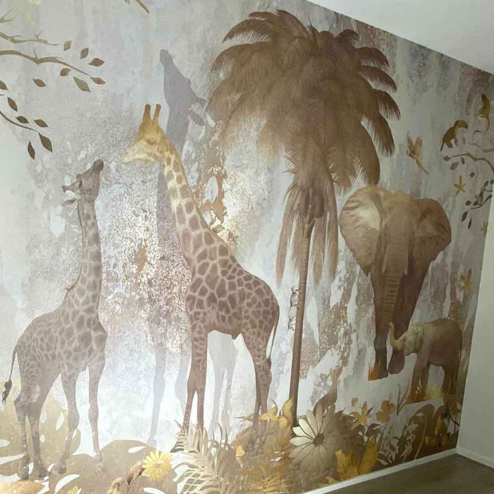 Fleur des Fleurs Behang A Bright daylight copper gold natural in vlies en vinyl.