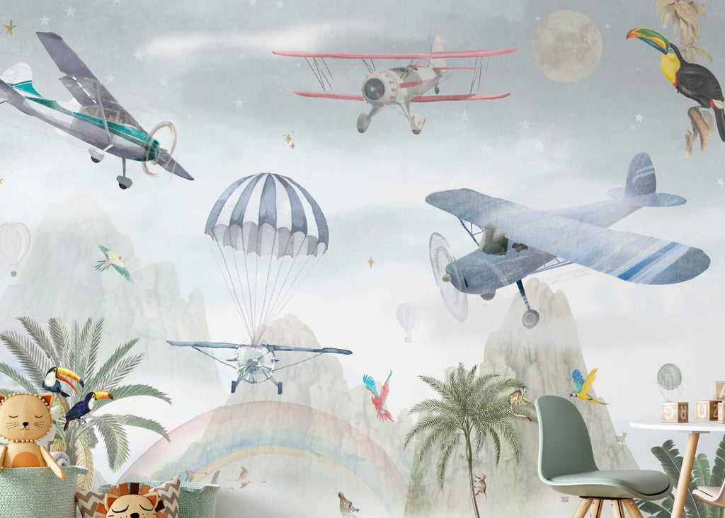 Fleur des Fleurs Behang Above the clouds Color in vlies en vinyl.