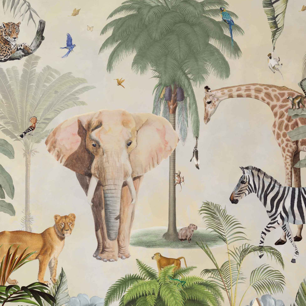 Fleur des Fleurs - Behang - Blue & Green Safari Boy - Vlies en Vinyl