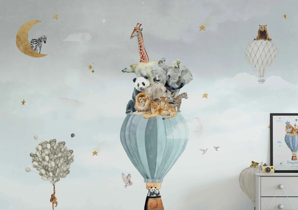 Fleur des Fleurs Behang Dreamy Sky Blue (Background) in vlies en vinyl.