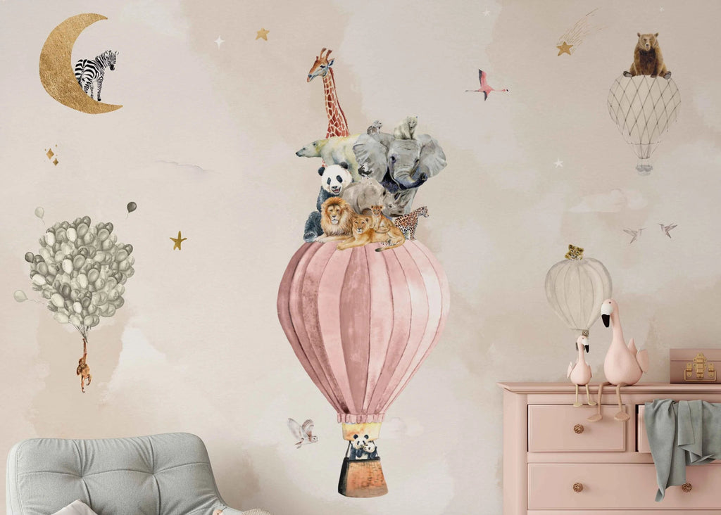 Fleur des Fleurs Behang - Dreamy Sky Pink Beige Gold in vlies en vinyl.