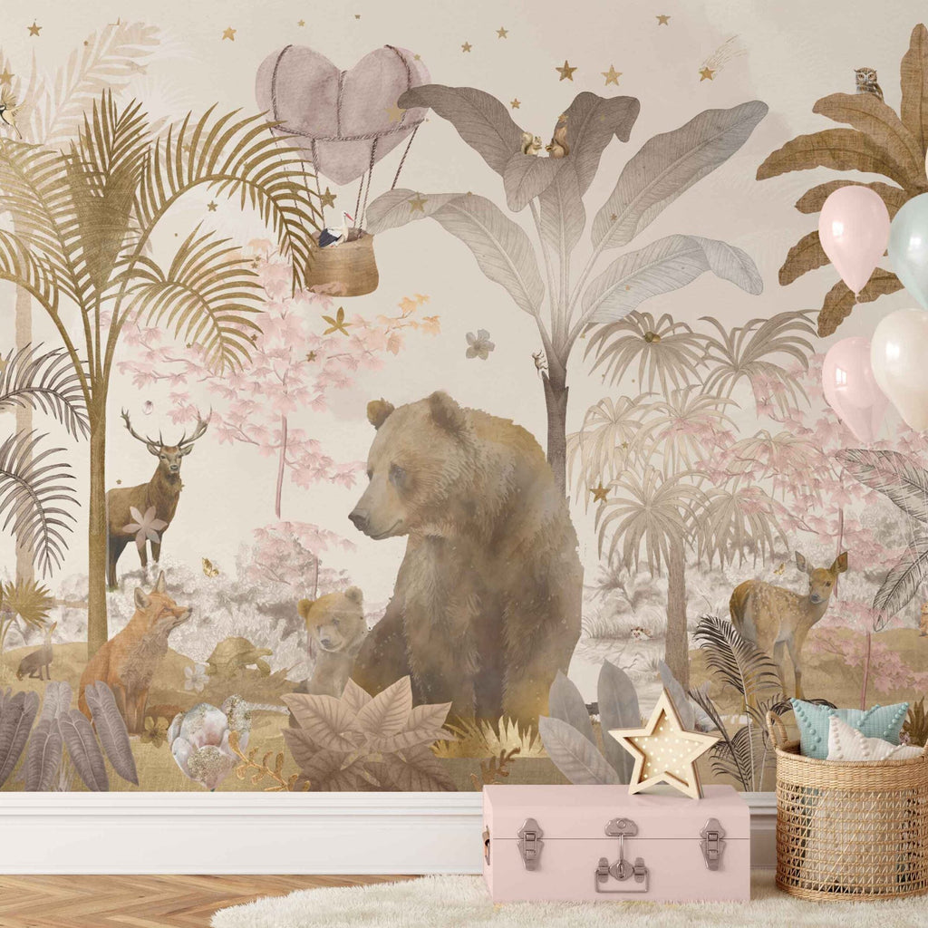 Fleur des Fleurs Behang Forest Love Pink in vlies en vinyl.