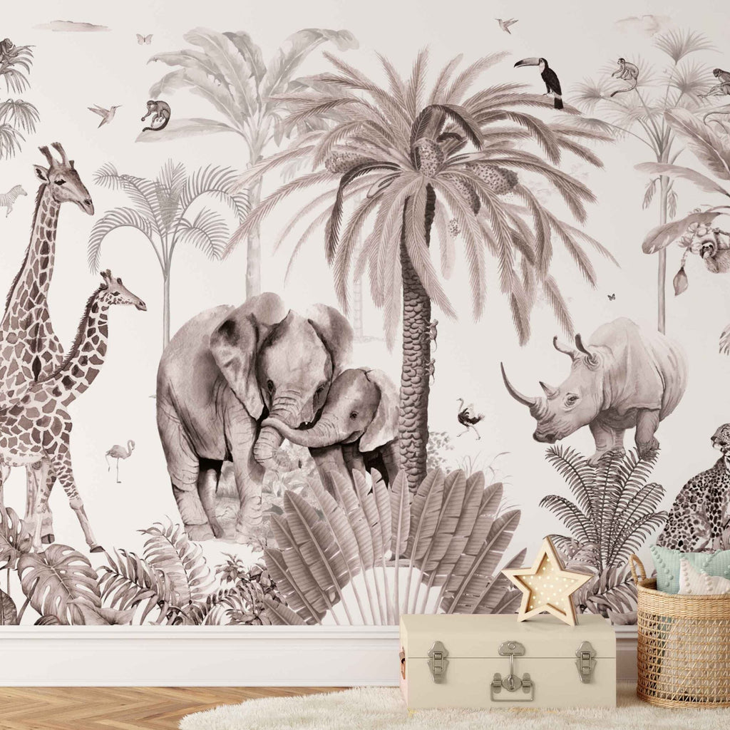 Fleur des Fleurs Behang Jungle Parade Naturel in vlies en vinyl.