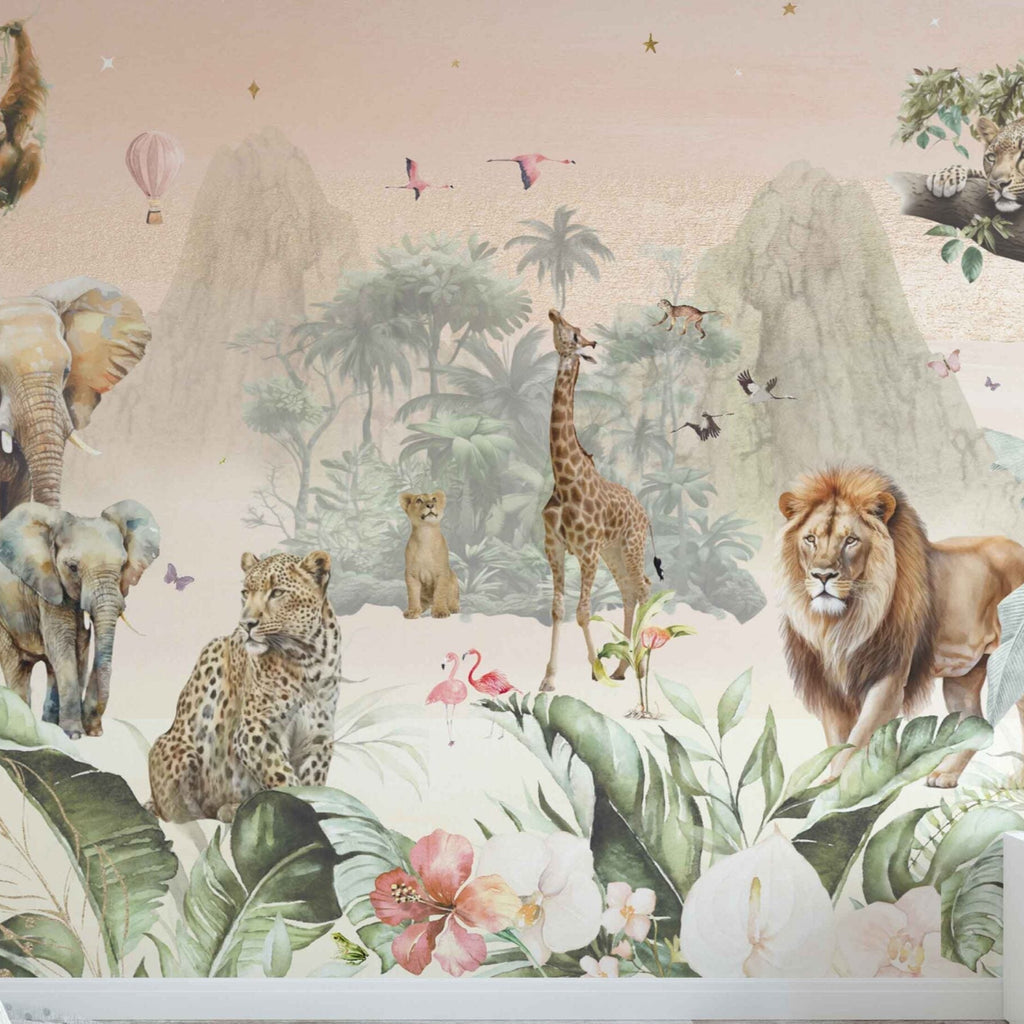 Fleur des Fleurs Behang Jungle Paradise soft & gold in vlies en vinyl.