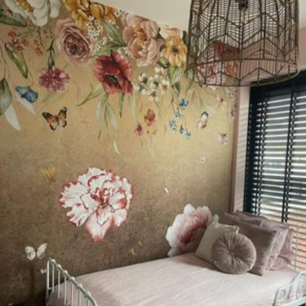 Fleur des Fleurs Behang Petite Fleurs silver gold in vlies en vinyl.