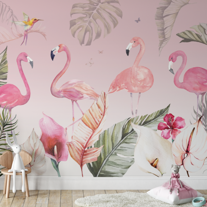 Fleur des Fleurs Behang Pink Flamingo’s in vlies en vinyl.