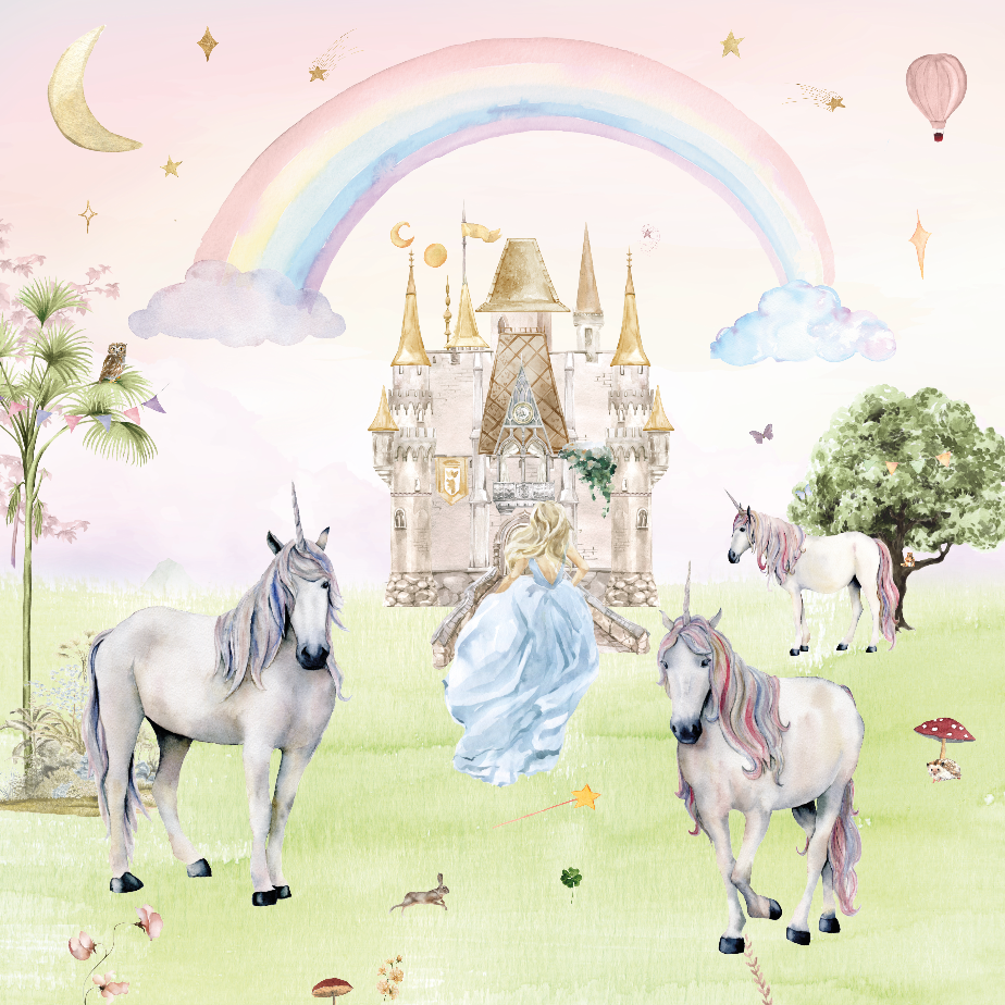 Fleur des Fleurs Behang Pretty Princess & Unicorns in vlies en vinyl.