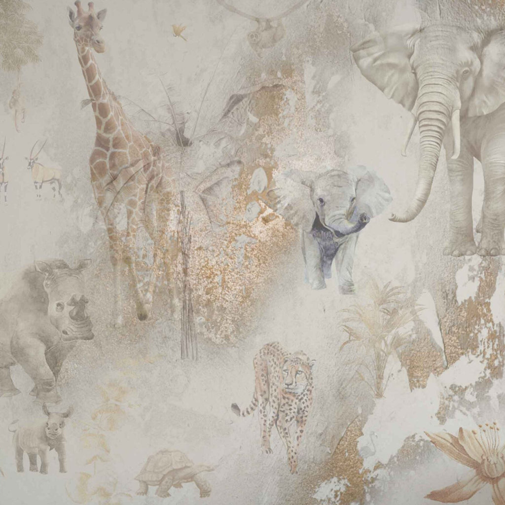 Fleur des Fleurs Behang Safari Copper Gold Naturel in vlies en vinyl.