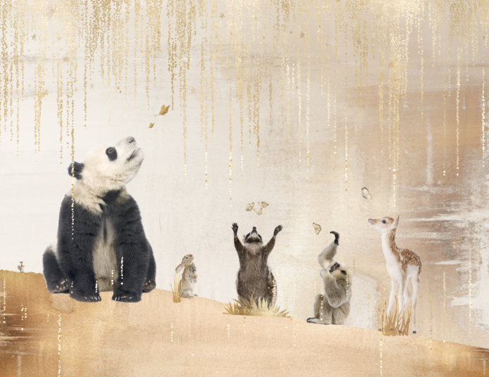 Fleur des Fleurs Behang Sparkling Rain Forest friends in vlies en vinyl.