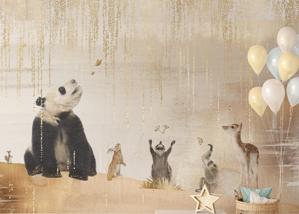 Fleur des Fleurs Behang Sparkling Rain Forest friends in vlies en vinyl.