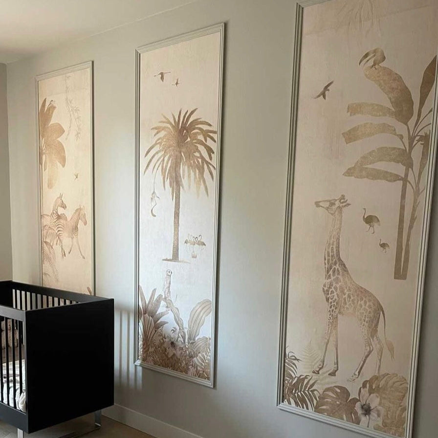 Fleur des Fleurs Behang voor Panels Safari Chique Gold in vlies en vinyl.
