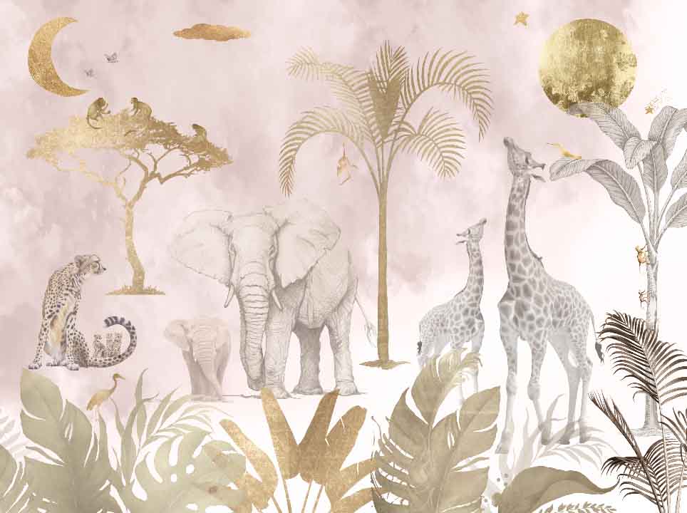 Fleur des Fleurs From Dusk till Dawn Pink behang in vlies en vinyl