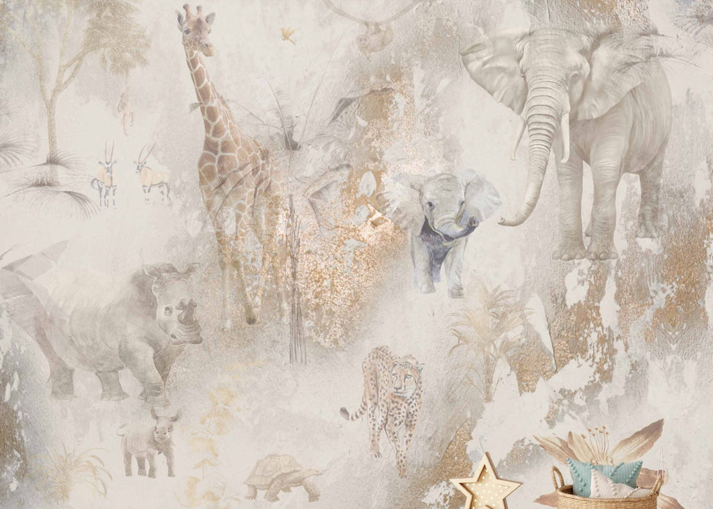 Fleur des Fleurs Behang Safari Copper Gold Naturel in vlies en vinyl.