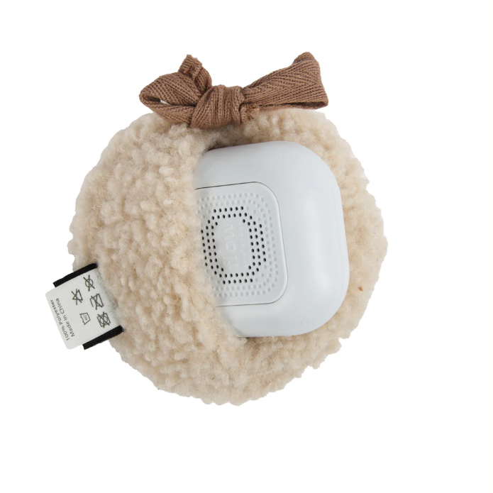 Flow Amsterdam Baby Knuffel met hartslag voor on the go. Ronde knuffel, teddy met lieveheersbeestjes.