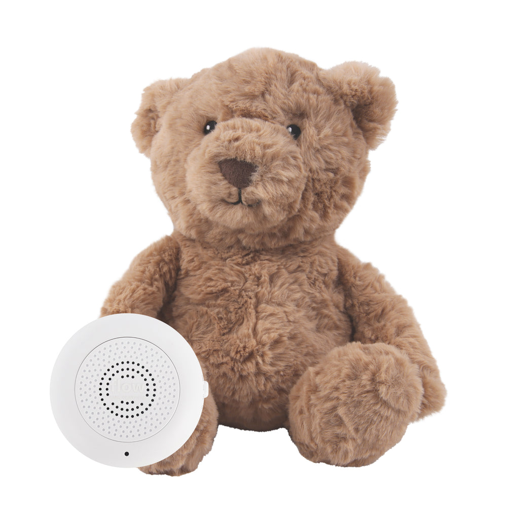 Flow Amsterdam Hartslag Baby Knuffel beer in het bruin en beige. USB oplaadbaar. 