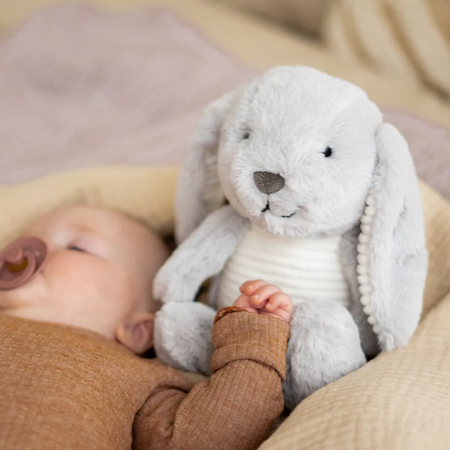 Flow Amsterdam Hartslag knuffel Konijn Grey. USB oplaadbaar.