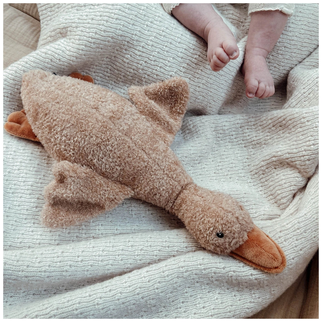 Flow Amsterdam Hartslag knuffel Liva Gans in het Beige en gebroken wit. USB oplaadbaar