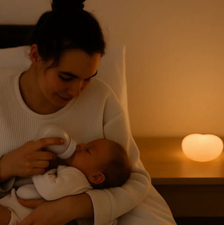 Flow Amsterdam Nachtlampje Nursing Voedingslampje Ruby Warm Grey en Dusty Pink. USB oplaadbaar.