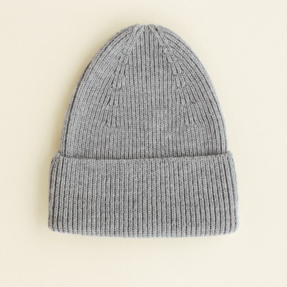 Hvid Beanie Fonzie Muts Grey  0-6 maanden