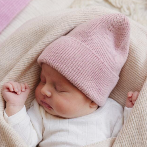 Beanie Fonzie Newborn Powder Hvid 100% merinowol 