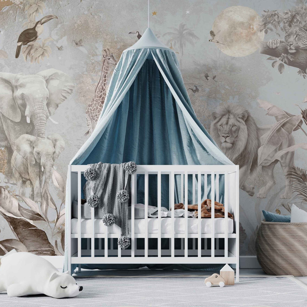 Fleur des Fleurs Behang Jungle Paradise Copper gold blue in vlies en vinyl.