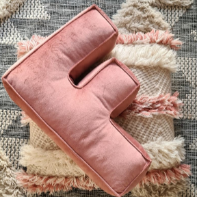 Letter Pillow Old Pink Velvet