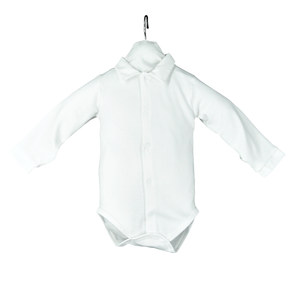 Living Nature Body Romper wit met mooi kraagje in maat 0 maand, 1 maand, 3 maanden