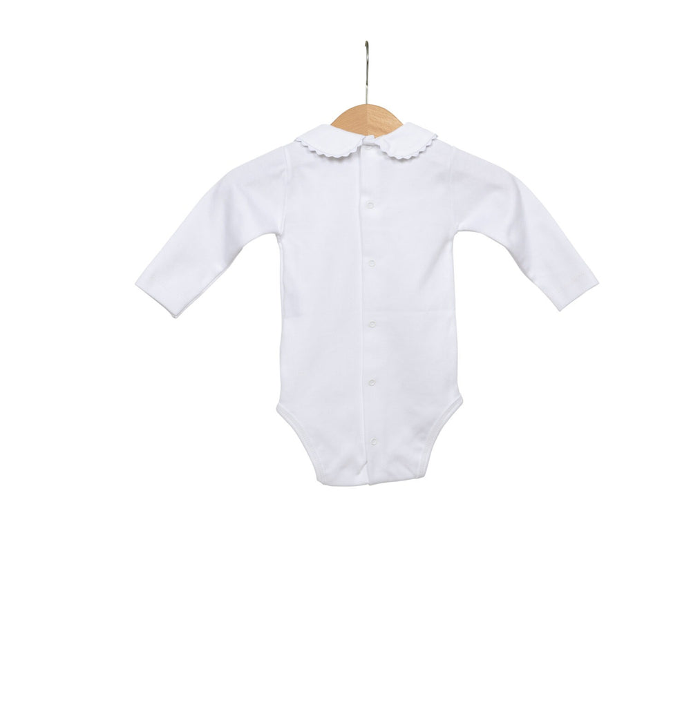 Living Nature Body Romper unisex wit met een prachtig kraagje verkrijgbaar in maat 1, 3 en 6 maanden